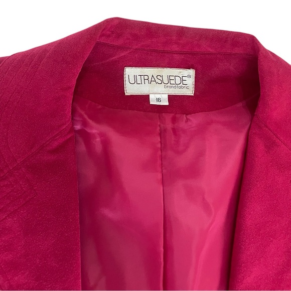 Hot pink suede blazer and skirt combo vintage size 16 (about size 12) - Picture 5 of 13